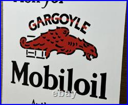 Vintage Mobilgas Porcelain Sign Dealership Gas Station Mobil Motor Oil Gargoyle