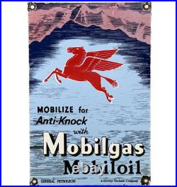 Vintage Mobilgas Porcelain Sign Dealership Gas Station Mobil Motor Oil Peggy