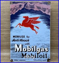 Vintage Mobilgas Porcelain Sign Dealership Gas Station Mobil Motor Oil Peggy