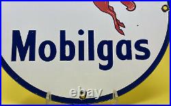 Vintage Mobilgas Porcelain Sign Dealership Gas Station Mobil Motor Oil Peggy