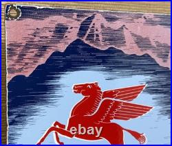 Vintage Mobilgas Porcelain Sign Dealership Gas Station Mobil Motor Oil Peggy