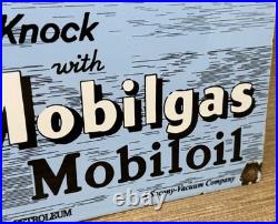 Vintage Mobilgas Porcelain Sign Dealership Gas Station Mobil Motor Oil Peggy