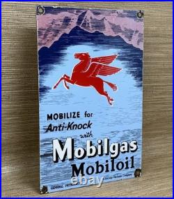 Vintage Mobilgas Porcelain Sign Dealership Gas Station Mobil Motor Oil Peggy