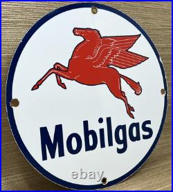 Vintage Mobilgas Porcelain Sign Dealership Gas Station Mobil Motor Oil Peggy