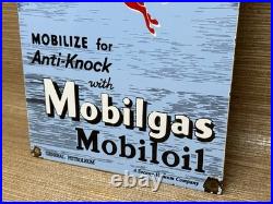 Vintage Mobilgas Porcelain Sign Dealership Gas Station Mobil Motor Oil Peggy