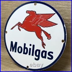 Vintage Mobilgas Porcelain Sign Dealership Gas Station Mobil Motor Oil Peggy