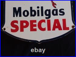 Vintage Mobilgas Special Gasoline / Motor Oil Porcelain Gas Pump Sign