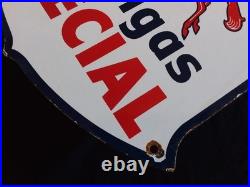 Vintage Mobilgas Special Gasoline / Motor Oil Porcelain Gas Pump Sign