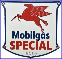 Vintage Mobilgas Special Porcelain Sign Dealership Gas Mobil Motor Oil Peggy Gas