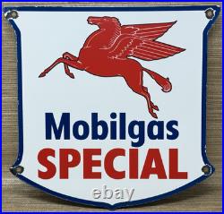 Vintage Mobilgas Special Porcelain Sign Dealership Gas Mobil Motor Oil Peggy Gas