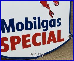 Vintage Mobilgas Special Porcelain Sign Dealership Gas Mobil Motor Oil Peggy Gas