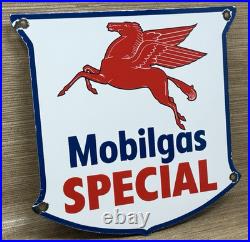 Vintage Mobilgas Special Porcelain Sign Dealership Gas Mobil Motor Oil Peggy Gas