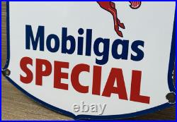 Vintage Mobilgas Special Porcelain Sign Dealership Gas Mobil Motor Oil Peggy Gas