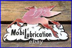 Vintage Mobiloil Lubrication Pegasus Horse Gasoline Porcelain Gas Motor Oil Sign