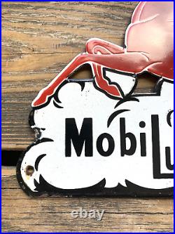 Vintage Mobiloil Lubrication Pegasus Horse Gasoline Porcelain Gas Motor Oil Sign