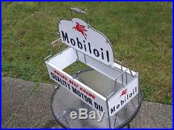 Vintage Mobiloil Oil Can Metal Rack World's Best Known Quality Motor Oil