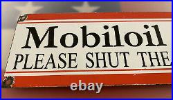 Vintage Mobiloil Porcelain Gas Station Sign Pump Plate Motor Oil Mobil Pegasus