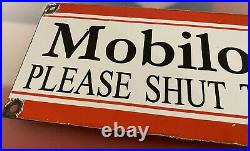 Vintage Mobiloil Porcelain Gas Station Sign Pump Plate Motor Oil Mobil Pegasus