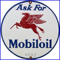 Vintage Mobiloil Porcelain Sign Dealership Gas Station Mobil Motor Oil Peggy
