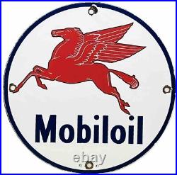 Vintage Mobiloil Porcelain Sign Dealership Gas Station Mobil Motor Oil Peggy