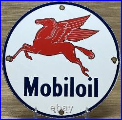 Vintage Mobiloil Porcelain Sign Dealership Gas Station Mobil Motor Oil Peggy