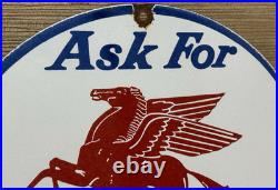 Vintage Mobiloil Porcelain Sign Dealership Gas Station Mobil Motor Oil Peggy