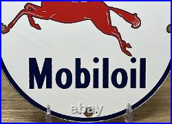 Vintage Mobiloil Porcelain Sign Dealership Gas Station Mobil Motor Oil Peggy