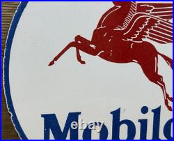 Vintage Mobiloil Porcelain Sign Dealership Gas Station Mobil Motor Oil Peggy