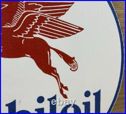 Vintage Mobiloil Porcelain Sign Dealership Gas Station Mobil Motor Oil Peggy