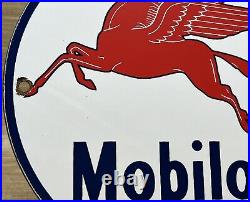 Vintage Mobiloil Porcelain Sign Dealership Gas Station Mobil Motor Oil Peggy