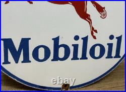 Vintage Mobiloil Porcelain Sign Dealership Gas Station Mobil Motor Oil Peggy