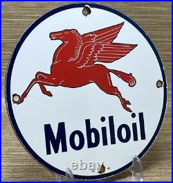 Vintage Mobiloil Porcelain Sign Dealership Gas Station Mobil Motor Oil Peggy