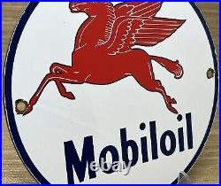 Vintage Mobiloil Porcelain Sign Dealership Gas Station Mobil Motor Oil Peggy