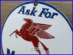 Vintage Mobiloil Porcelain Sign Dealership Gas Station Mobil Motor Oil Peggy