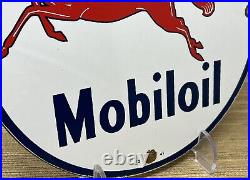 Vintage Mobiloil Porcelain Sign Dealership Gas Station Mobil Motor Oil Peggy