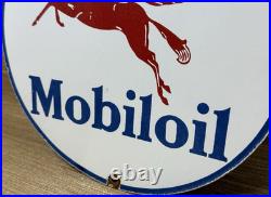 Vintage Mobiloil Porcelain Sign Dealership Gas Station Mobil Motor Oil Peggy