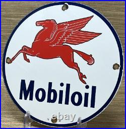 Vintage Mobiloil Porcelain Sign Dealership Gas Station Mobil Motor Oil Peggy