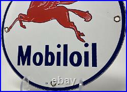 Vintage Mobiloil Porcelain Sign Gas Service Station Pump Plate Mobil Motor Oil