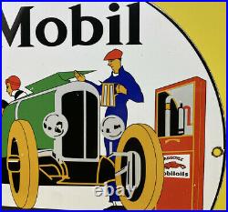 Vintage Mobiloil Porcelain Sign Gas Station Pump Plate Mobil Gargoyle Motor Oil
