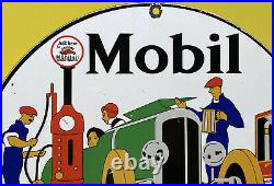 Vintage Mobiloil Porcelain Sign Gas Station Pump Plate Mobil Gargoyle Motor Oil