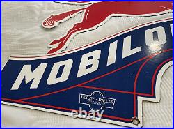 Vintage Mobiloil Porcelain Sign Gas Station Pump Plate Mobil Pegasus Motor Oil