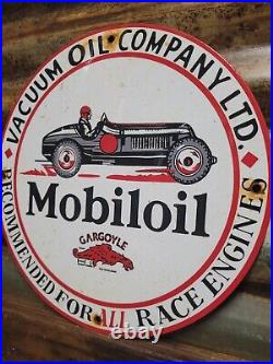 Vintage Mobiloil Porcelain Sign Mobil Motor Oil Gargoyle Gas Service Pump Plate