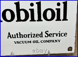 Vintage Mobiloil Porcelain Sign Mobil Motor Oil Gas Station Pump Plate Gargoyle