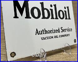 Vintage Mobiloil Porcelain Sign Mobil Motor Oil Gas Station Pump Plate Gargoyle