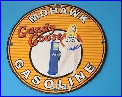 Vintage Mohawk Gasoline Porcelain Gas Motor Oil Service Station Air Pump Sign