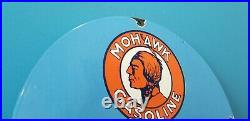 Vintage Mohawk Gasoline Porcelain Gas Motor Oil Service Station Pump Plate Sign