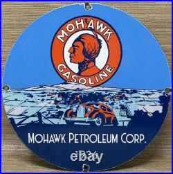 Vintage Mohawk Gasoline Porcelain Sign Gas Station Pump Plate Motor Oil Service