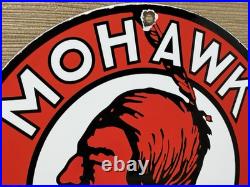 Vintage Mohawk Gasoline Porcelain Sign Gas Station Pump Plate Motor Oil Service