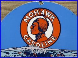 Vintage Mohawk Gasoline Porcelain Sign Gas Station Pump Plate Motor Oil Service