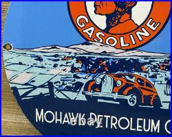 Vintage Mohawk Gasoline Porcelain Sign Gas Station Pump Plate Motor Oil Service